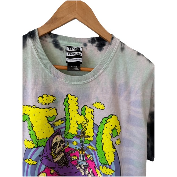 Broken Promises Your Highness Shirt Mens Large THC Weed Smoking Drug Tie Dye - Picture 2 of 6